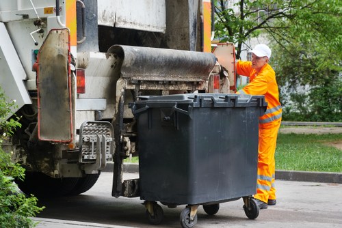 Variety of construction waste materials sorted for recycling